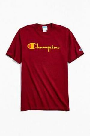 urban fashion חולצות טי    Champion Heritage Direct Flock Tee Maroon